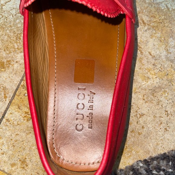 Gucci Red Leather Diamante Drive Shoes - Good Condition - Size 9.5 US main image 5